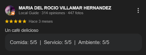 Reseña de cliente en Google