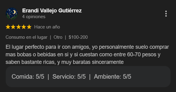Reseña de cliente en Google